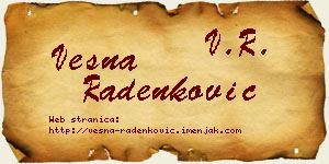 Vesna Radenković vizit kartica